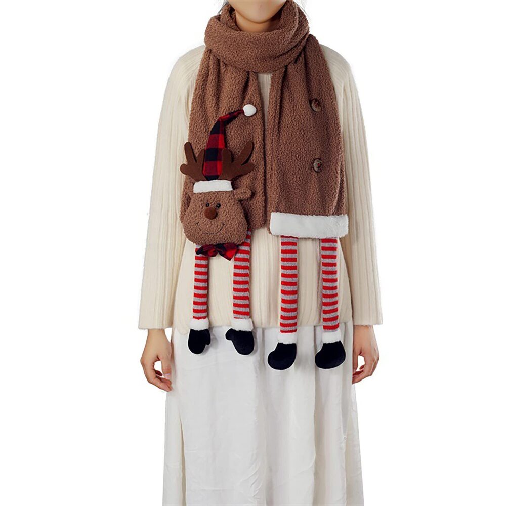 6769 Christmas Cute Reindeer Scarf, Unisex Winter Warm Flannel Long Xmas